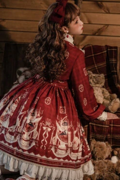 Doll Collar Lantern Long Sleeves Stitching Bear Paradise Print Ruffled Hanayome Sweet Lolita Op Dress -LolitaInside f7f003ff3da0cebc94d9eaab36ed7c78