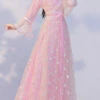 Pink Sunflower Embroidered Trumpet Sleeves Sweet Hanfu Dress -LolitaInside f802192985c4494760ca127cd1a30c50