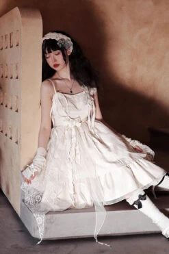Champagne Ruffle Bowknot Sweet Elegant Princess Lolita Jsk Dress -LolitaInside f89864d32680c8e94cd76d9c5ea06904