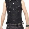 Black Worn Out Twill Mesh Decoration Rough Selvedge Hem Heavy Metal Men's Punk Waistcoat -LolitaInside f8a0af12cfbcc4b434803ef52c704fd0
