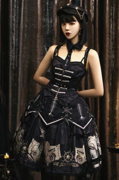Black New Pirate Ship Print Full Set Gothic Lolita JSK Dress -LolitaInside f9330ee737b2d0941f5e5f2952e0f223