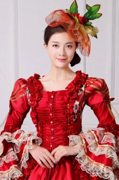 Half Sleeves Multi-Layer Trumpet Sleeves High Waisted Floral Print Victorian Lolita Prom Dress -LolitaInside f9a1ae58a37a537e175bc0b04a00653f