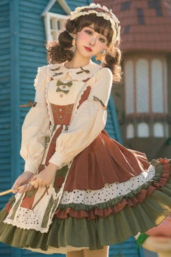 Multi-Color Japanese Country Style Stitching Bowknot Multi-Layer Ruffled Classic Lolita JSK Dress -LolitaInside f9d88c130170e75127a1e633ce52d909