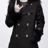 Black Cape Collar Punk Long Mens Coat With Fur