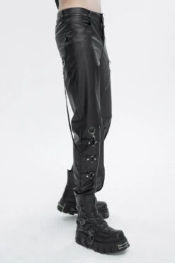 Black Removable Right Side Zipper Faux Leather Men's Punk Pants 12 Black Removable Right Side Zipper Faux Leather Men's Punk Pants -LolitaInside fa3b3db279dd19ad2c03b6e11a834990