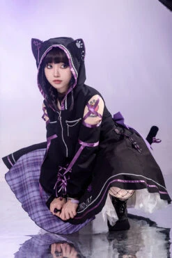 Black/Purple Cat Paw Print Bowknot Gothic Lolita Jsk Dress Set 13 Black/Purple Cat Paw Print Bowknot Gothic Lolita Jsk Dress Set -LolitaInside fa79b1b5d58bdc2f8b925de06f212022