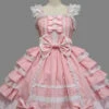 Lace Square Neck Cap Sleeve Knee Length Ruffled Bowknot Sweet Lolita Dress -LolitaInside fba2c1d97a616864b96169ee1151f117