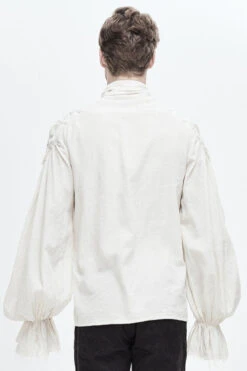 White Straight Collar Puff Sleeve Jacquard Mens Punk Blouse -LolitaInside fbc1bf6aee82dc36ad835456e579c40e