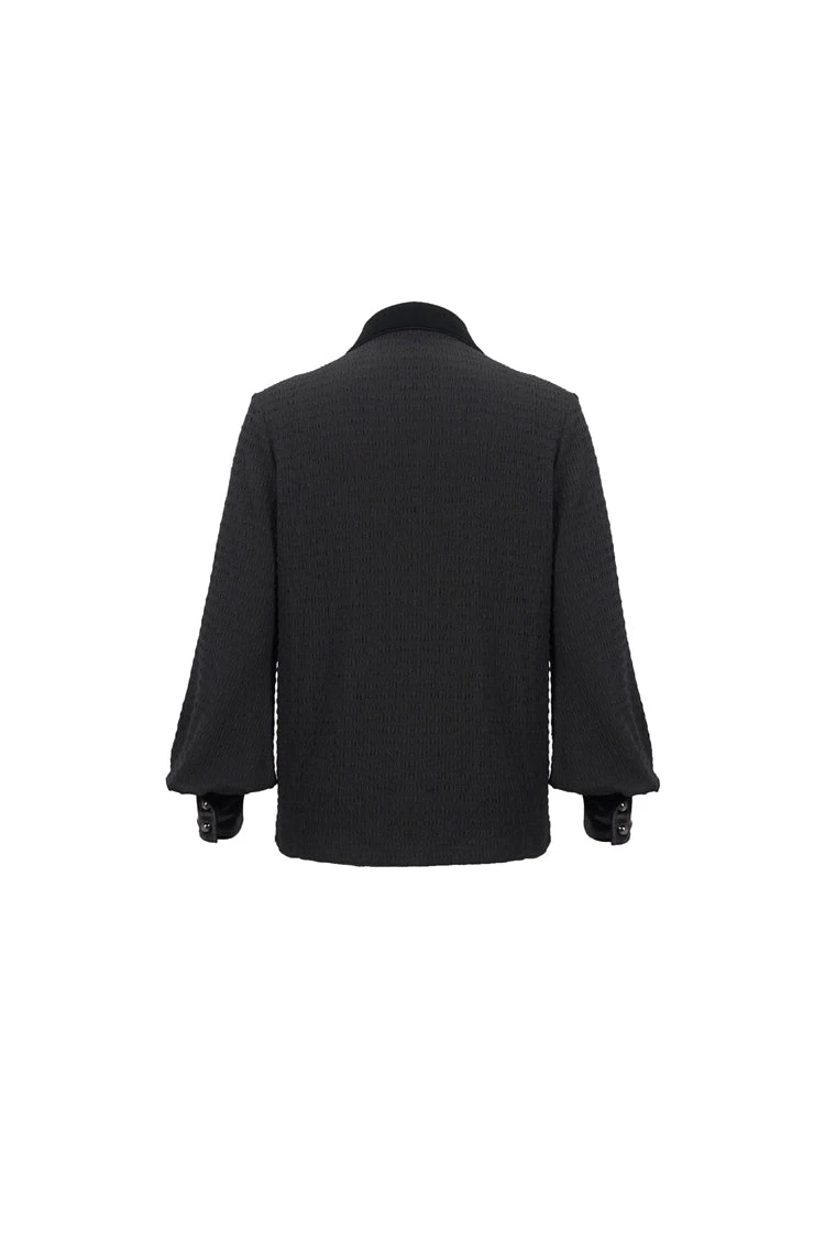 Black Embroidered Chest With Drawstring Strappy Puff Sleeved Men's Gothic Shirt 9 Black Embroidered Chest With Drawstring Strappy Puff Sleeved Men's Gothic Shirt - Image 7