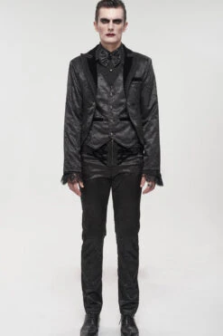 Black Gothic Bright Pattern Printed Decoration Swallowtail Men's Coat -LolitaInside fd229c68ba9f6e8c5835a9980913f6ec