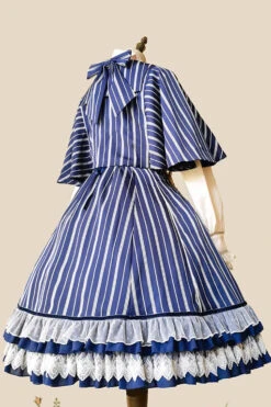 Blue Multi-layer Stripe Print Ruffle Sweet Lolita Jsk Dress -LolitaInside fd3be73793995945f1e9dde3e9ebb2d8