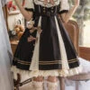 Black/White Chocolate Workshop Short Version Elegant Short Puff Sleeves Sweet Lolita Dress -LolitaInside fe1cff9a6cb8e4347c40c2c325b3c96c