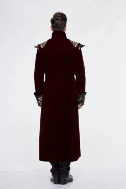 Black/Red Jacquard Gold Faded Buttons Fleece Long Men's Gothic Coat -LolitaInside fec414b2aedc7774b76f39d69036171d