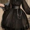 Black Square Collar Metal Chain Organza Stitching Gothic Lolita OP Dress (Short Version) 2 Black Square Collar Metal Chain Organza Stitching Gothic Lolita OP Dress (Short Version) -LolitaInside fff4878d7f78e08b6e2190bfcdfd29d8