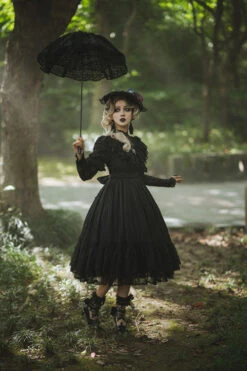 Elegant Vintage Rose Print Multi-Layer Ruffled Sweet Lolita OP Dress -LolitaInside fffdddf3c6fd7a5d65c0361201814f61